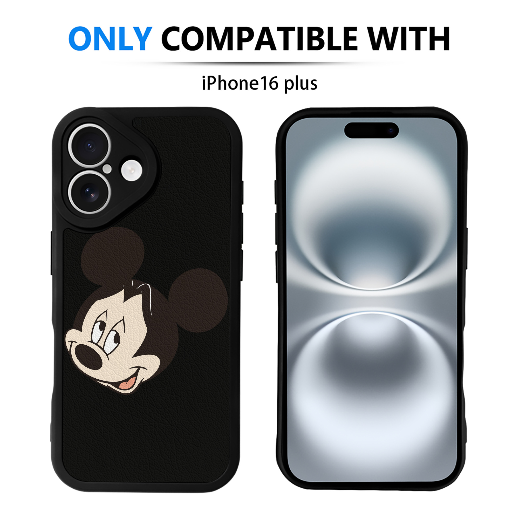（画像用） ミッキーマウス Mickey Mouse 【iPhone 16シリーズ対応】シリコンスマホケース（レザー調） 材質：シリコン